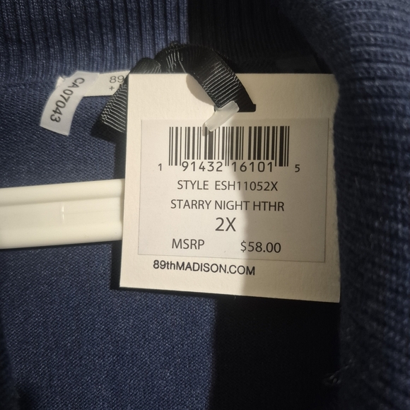 NWT Blue Cowl Neck Women's Sweater 2X - Picture 2 of 4